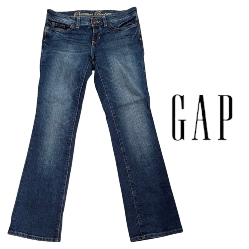 GAP Premium Boot Cut Mid Rise Jeans Timeless Classic Dark Wash Stretch Sz 4/27A